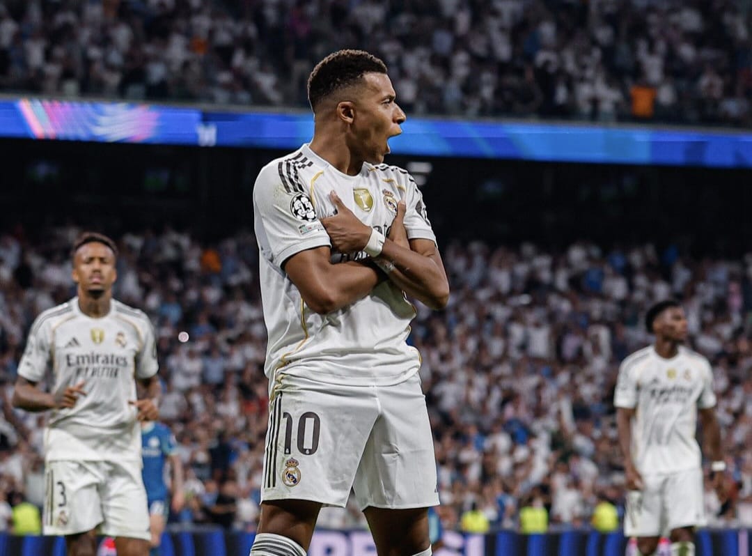 Real Madrid vence Olympique de Marseille com dois gols de Mbappé na estreia da Champions