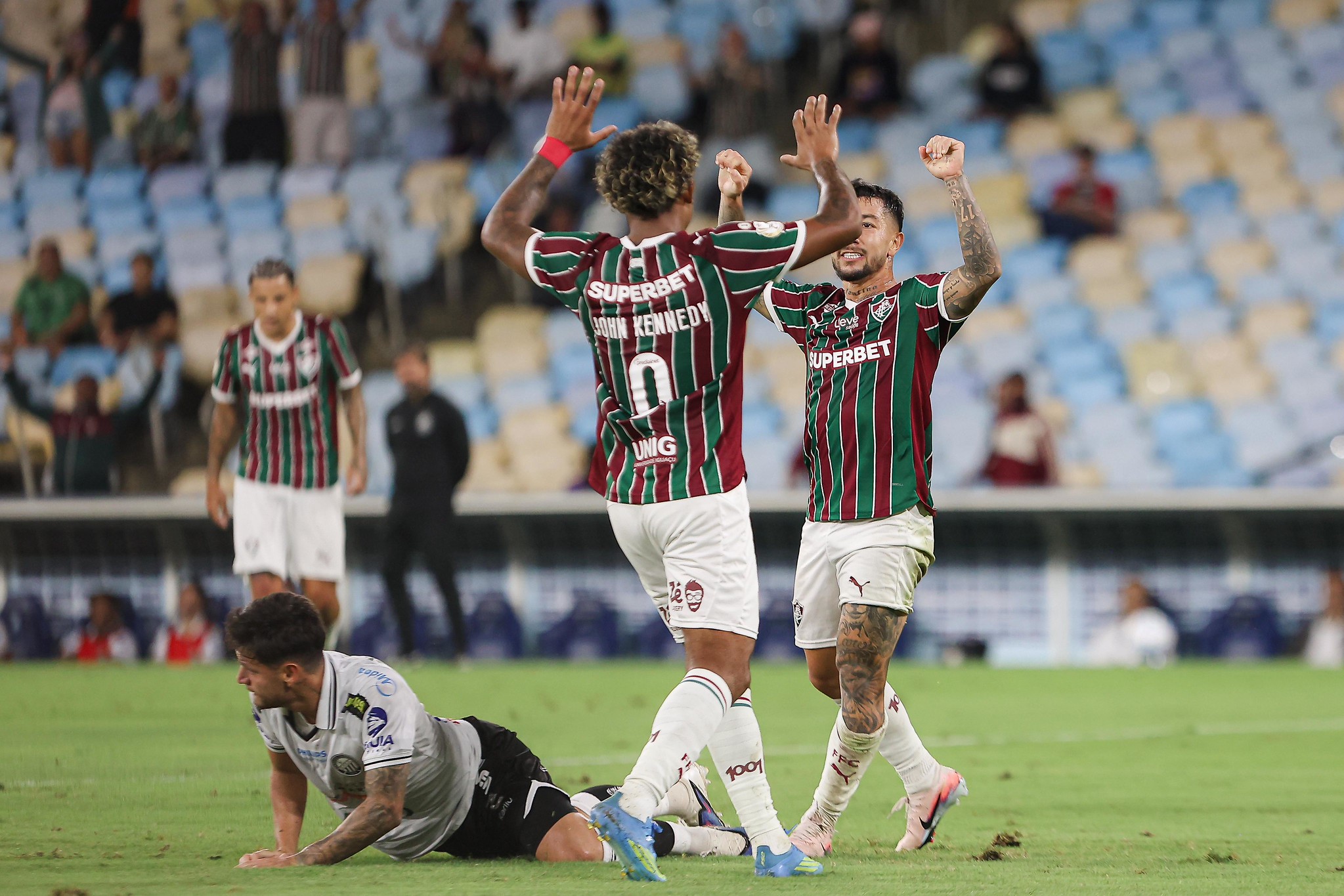 Fluminense celebra um dos gols feitos contra o Operário no Maracanã (Lucas Merçon/Fluminense)