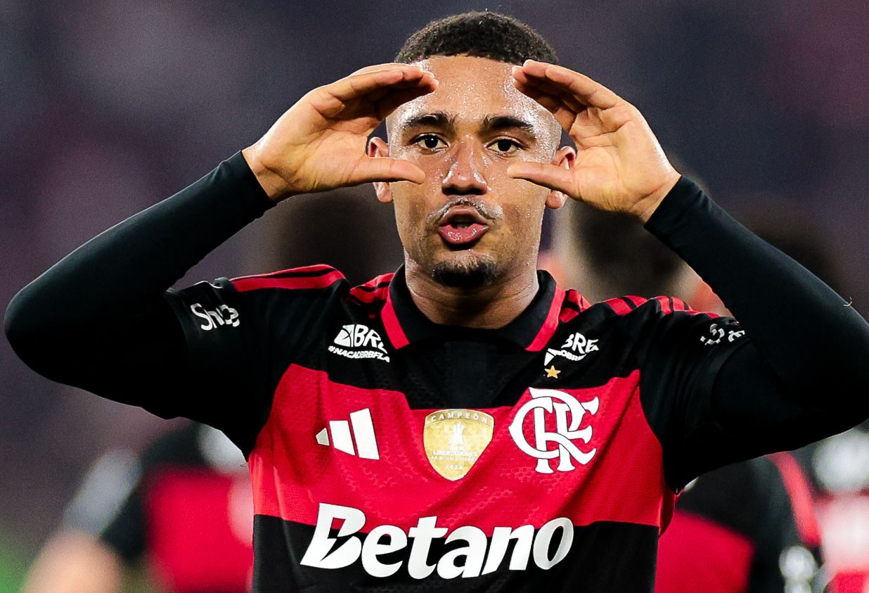 Samuel Lino comemorando o gol da vitória. Foto / Flamengo