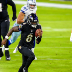 Lamar Jackson em ação contra os Cowboys. Foto/Dallas Cowboys