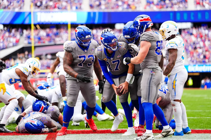 Allen marcando o Touchdown da virada. Foto: Buffalo Bills